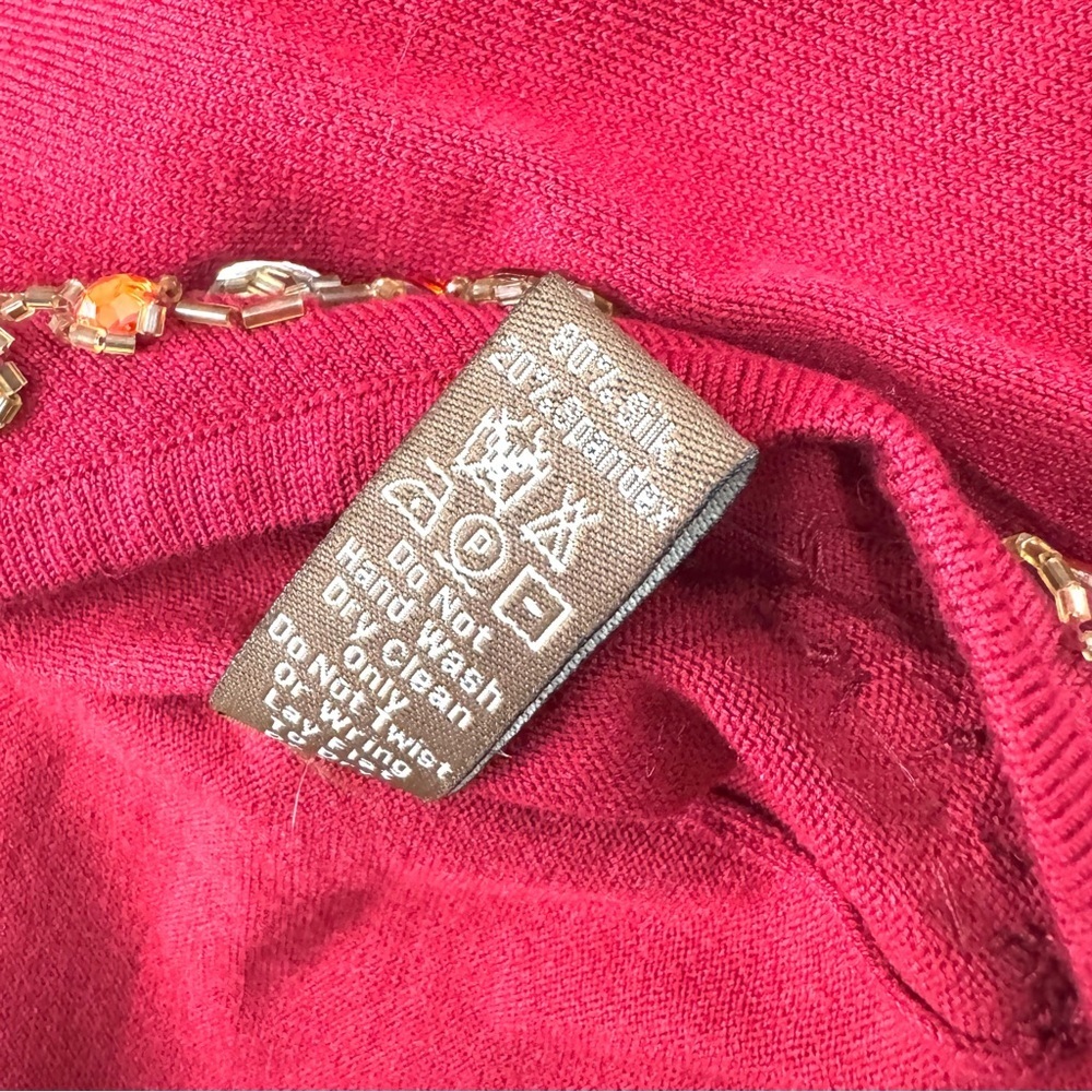 Vintage NWT Hanna & Gracie Red Embellished Silk Bolero Sweater Top Women’s Sz SP - Picture 7 of 11